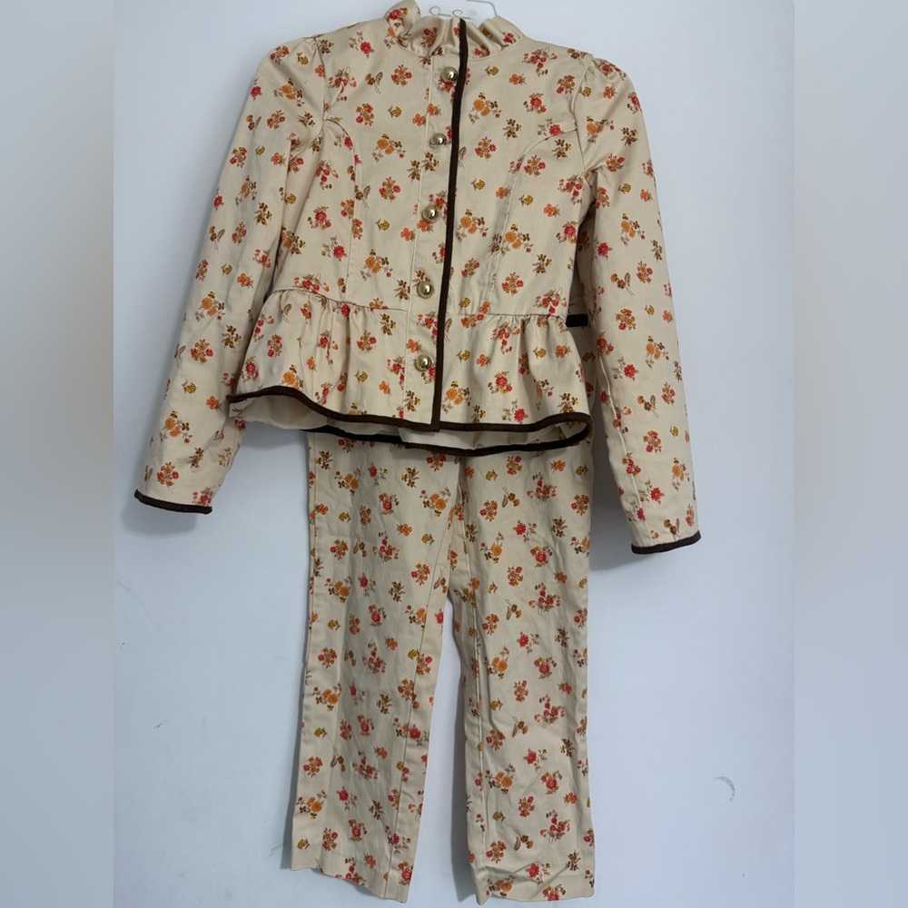 Janie and Jack Cream Dress with Red and Brown Accents